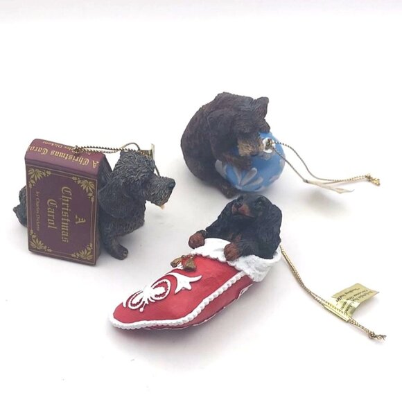 Danbury Mint Delightful Daschshunds Christmas Ornaments Set of 3 Original Box